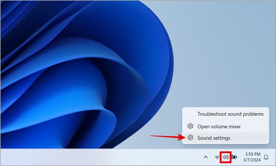 Open Sound Settings on Windows 11