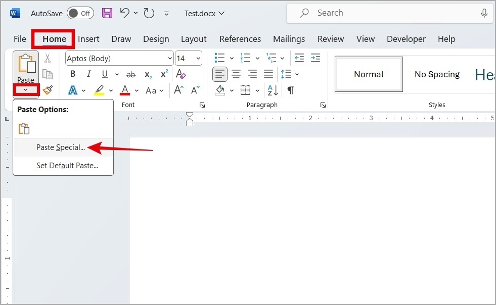 Paste Special Option in Microsoft Word