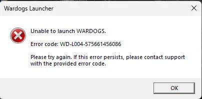 WARDOGS Error Code WD-L004